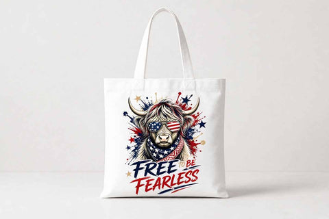 Patriotic Highland Cow PNG Fearless Quote Sublimation Digital Download SVG BillahCrafts 