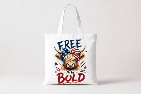 Patriotic Highland Cow PNG Freedom Quote Sublimation Digital Download SVG BillahCrafts 