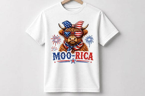 Patriotic Highland Cow PNG Funny Moo Rica Fourth of July Digital Download SVG BillahCrafts 
