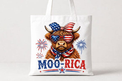 Patriotic Highland Cow PNG Funny Moo Rica Fourth of July Digital Download SVG BillahCrafts 