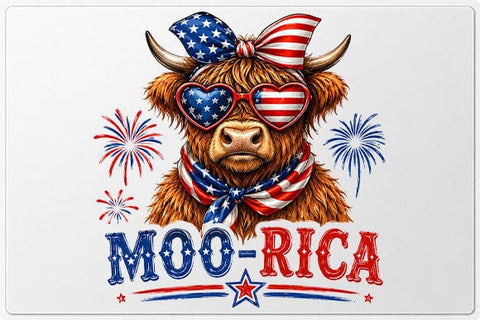 Patriotic Highland Cow PNG Funny Moo Rica Fourth of July Digital Download SVG BillahCrafts 