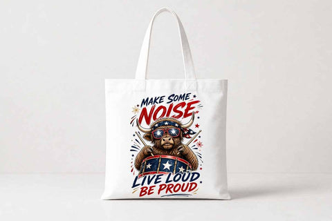 Patriotic Highland Cow PNG | Live Loud Be Proud Sublimation SVG BillahCrafts 