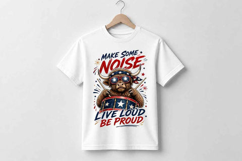 Patriotic Highland Cow PNG | Live Loud Be Proud Sublimation SVG BillahCrafts 