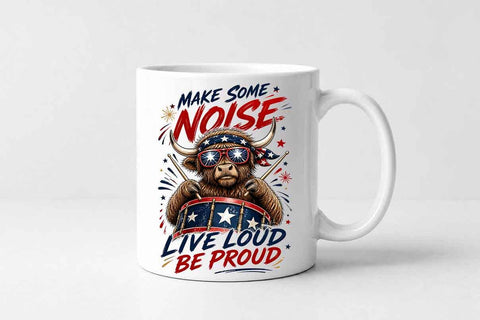 Patriotic Highland Cow PNG | Live Loud Be Proud Sublimation SVG BillahCrafts 