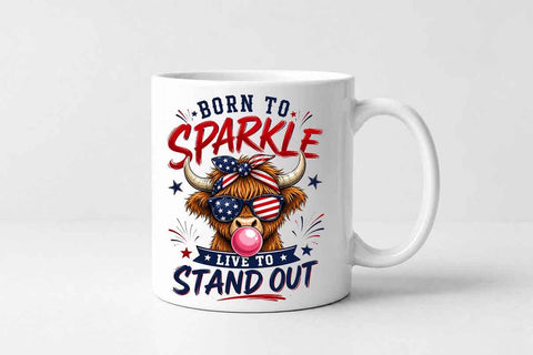 Patriotic Highland Cow PNG Sublimation Design Digital Download SVG BillahCrafts 