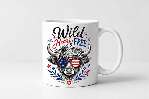 Patriotic Highland Cow PNG Wild Heart Free Sublimation Design SVG BillahCrafts 