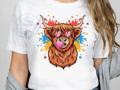 Patriotic Highland Cow T-Shirt PNG, Patriotic Cow, Stars And Stripes, Sublimation PNG, Country Pride, Independence Day Shirt, Farm Sass Sublimation ToriDesigns 