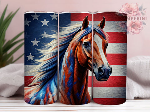 Patriotic Horse 20oz Tumbler, Patriotic Design, 20oz Tumbler Wrap, Horse Lover Gift, Independence Day Decor, USA Drinkware, Custom Tumbler Sublimation Li Zamperini 