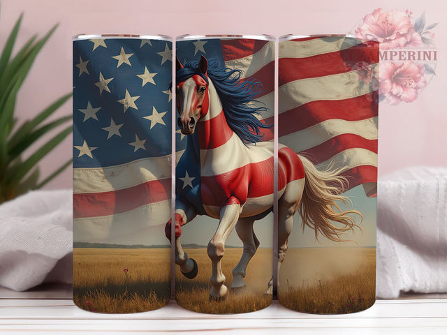 Patriotic Horse 20oz Tumbler, Patriotic Design, 20oz Tumbler Wrap, Horse Lover Gift, Independence Day Decor, USA Drinkware, Custom Tumbler Sublimation Li Zamperini 