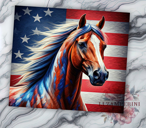 Patriotic Horse 20oz Tumbler, Patriotic Design, 20oz Tumbler Wrap, Horse Lover Gift, Independence Day Decor, USA Drinkware, Custom Tumbler Sublimation Li Zamperini 
