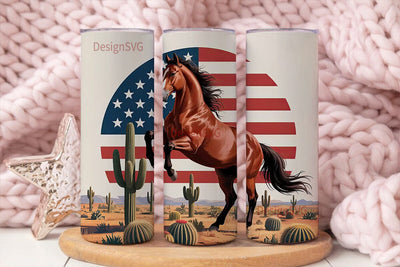 Patriotic Horse 20oz Tumbler Wrap Sublimation DesignSVG 