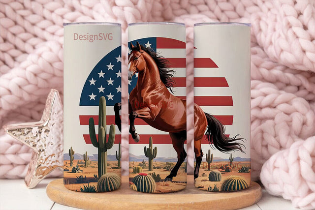 Patriotic Horse 20oz Tumbler Wrap Sublimation DesignSVG 
