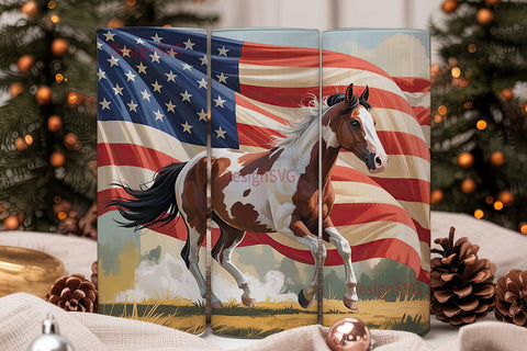 Patriotic Horse 20oz Tumbler Wrap Sublimation DesignSVG 