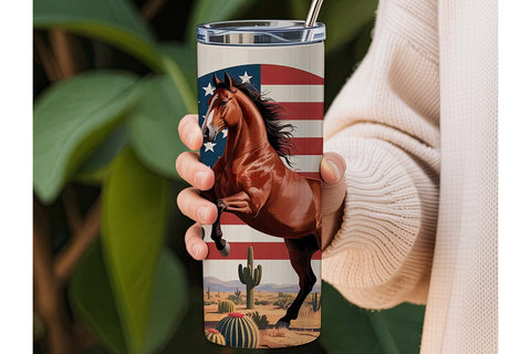 Patriotic Horse 20oz Tumbler Wrap Sublimation DesignSVG 