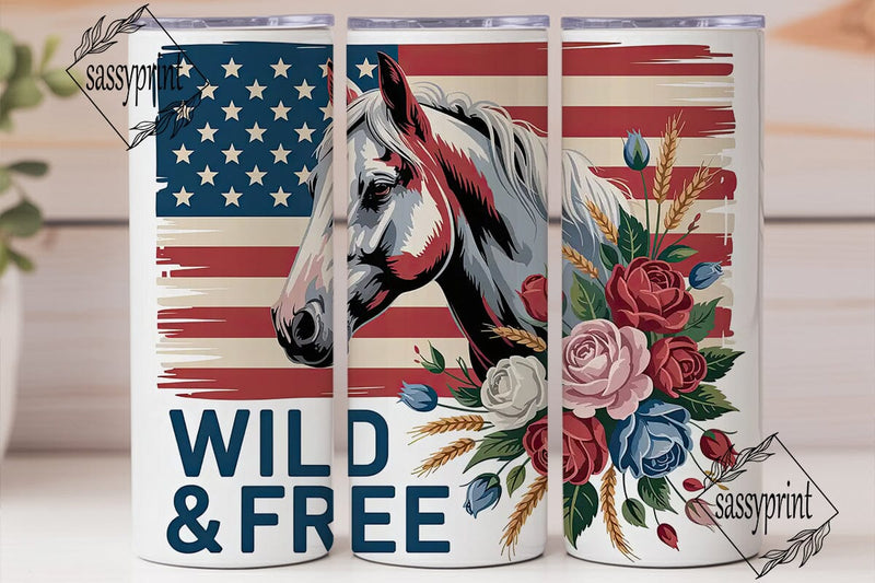 Patriotic Horse 20oz Tumbler Wrap Sublimation sassyprint 