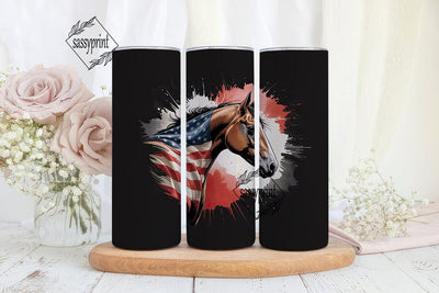 Patriotic Horse 20oz Tumbler Wrap Sublimation sassyprint 