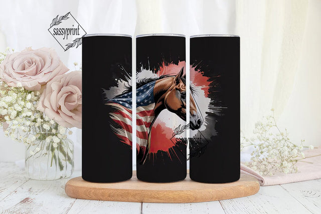 Patriotic Horse 20oz Tumbler Wrap Sublimation sassyprint 