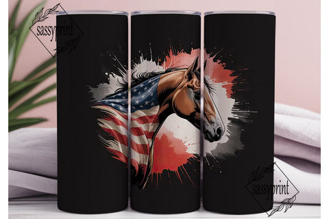Patriotic Horse 20oz Tumbler Wrap Sublimation sassyprint 
