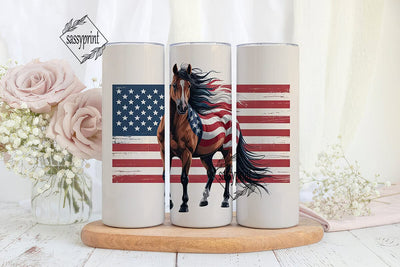 Patriotic Horse 20oz Tumbler Wrap Sublimation sassyprint 