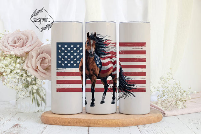 Patriotic Horse 20oz Tumbler Wrap Sublimation sassyprint 
