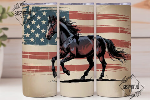 Patriotic Horse 20oz Tumbler Wrap Sublimation sassyprint 