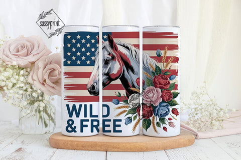 Patriotic Horse 20oz Tumbler Wrap Sublimation sassyprint 