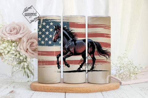 Patriotic Horse 20oz Tumbler Wrap Sublimation sassyprint 