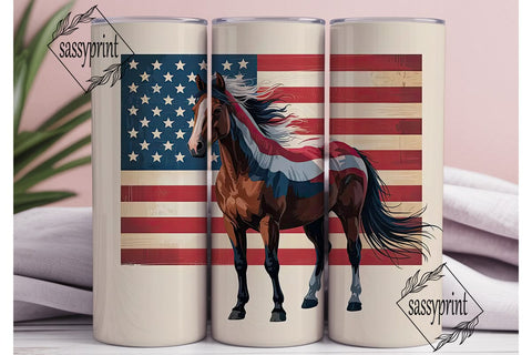 Patriotic Horse 20oz Tumbler Wrap Sublimation sassyprint 