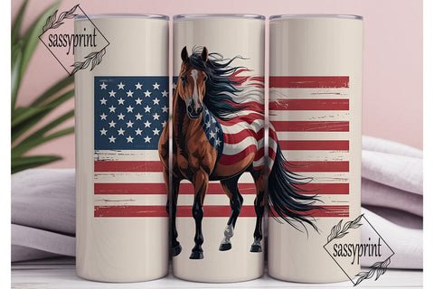 Patriotic Horse 20oz Tumbler Wrap Sublimation sassyprint 