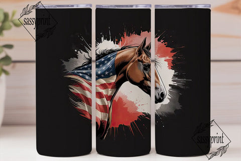 Patriotic Horse 20oz Tumbler Wrap Sublimation sassyprint 