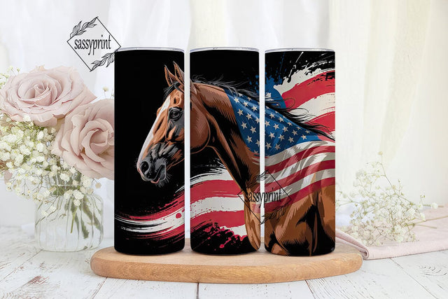 Patriotic Horse 20oz Tumbler Wrap Sublimation sassyprint 