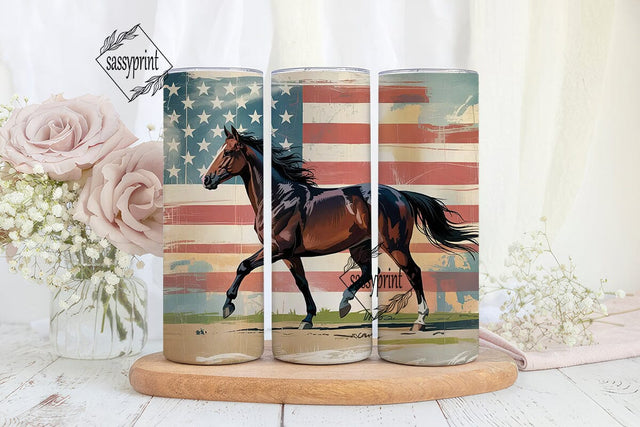 Patriotic Horse 20oz Tumbler Wrap Sublimation sassyprint 