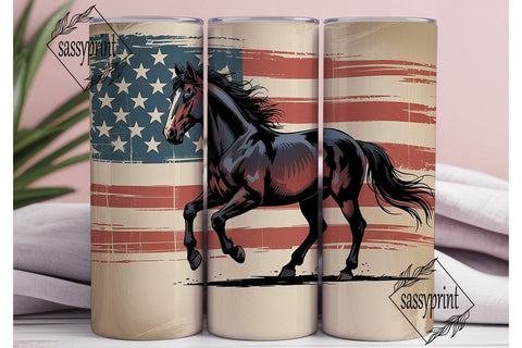 Patriotic Horse 20oz Tumbler Wrap Sublimation sassyprint 