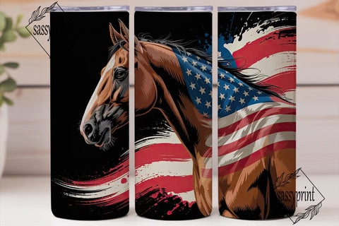 Patriotic Horse 20oz Tumbler Wrap Sublimation sassyprint 