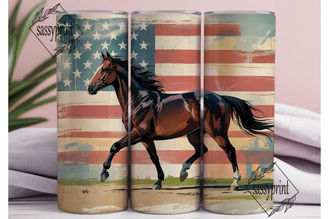 Patriotic Horse 20oz Tumbler Wrap Sublimation sassyprint 