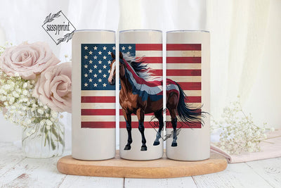Patriotic Horse 20oz Tumbler Wrap Sublimation sassyprint 