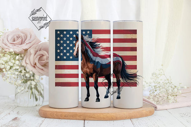 Patriotic Horse 20oz Tumbler Wrap Sublimation sassyprint 