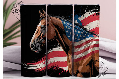 Patriotic Horse 20oz Tumbler Wrap Sublimation sassyprint 