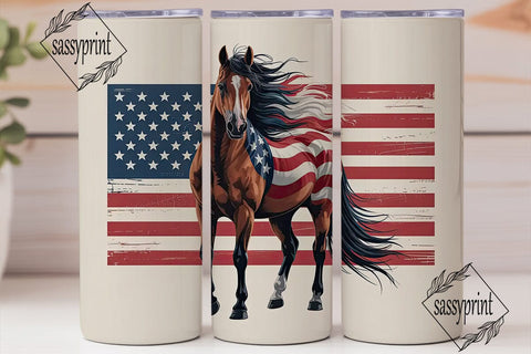 Patriotic Horse 20oz Tumbler Wrap Sublimation sassyprint 