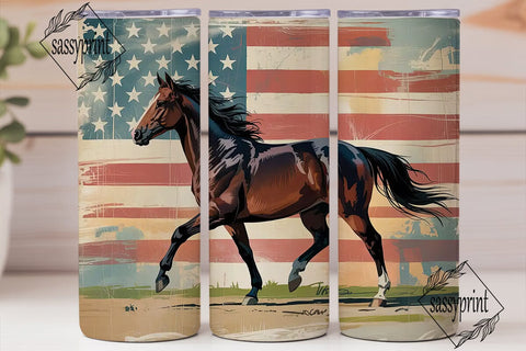 Patriotic Horse 20oz Tumbler Wrap Sublimation sassyprint 