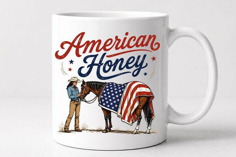 Patriotic Horse Cowgirl PNG Western American Flag Sublimation Design SVG BillahCrafts 