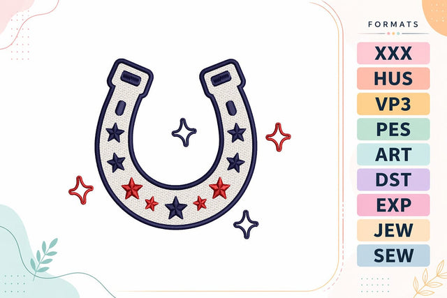 Patriotic Horseshoe 4th of July Embroidery Design Embroidery/Applique DESIGNS sg embroidery 