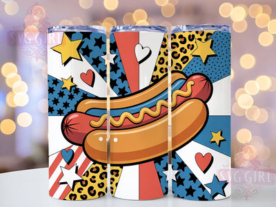 Patriotic Hot Dog 20oz Tumbler, USA Flag Wrap, Sublimation Gift, Patriotic Mug, 20oz Tumbler Design, Hot Dog Graphic, American Pride Theme Sublimation SvggirlplusArt 