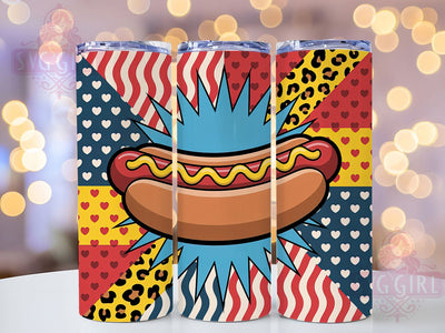 Patriotic Hot Dog 20oz Tumbler, USA Flag Wrap, Sublimation Gift, Patriotic Mug, 20oz Tumbler Design, Hot Dog Graphic, American Pride Theme Sublimation SvggirlplusArt 