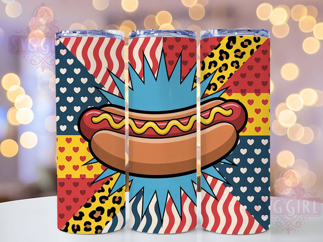 Patriotic Hot Dog 20oz Tumbler, USA Flag Wrap, Sublimation Gift, Patriotic Mug, 20oz Tumbler Design, Hot Dog Graphic, American Pride Theme Sublimation SvggirlplusArt 