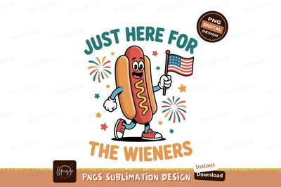 Patriotic hot dog character celebrating with fireworks Sublimation Designangry 