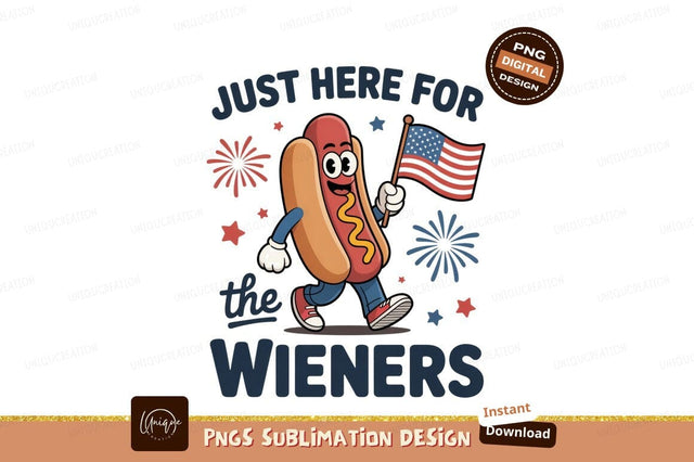 Patriotic hot dog character waving American flag hotdog Sublimation Designangry 