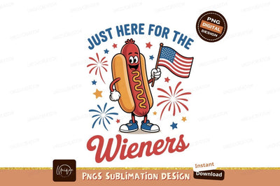 Patriotic hot dog with American flag and fireworks Sublimation Designangry 