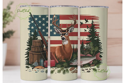 Patriotic Hunting & Fishing 20oz Tumbler Sublimation PixelChick 
