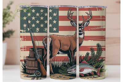 Patriotic Hunting & Fishing 20oz Tumbler Sublimation PixelChick 